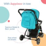 LuvLap baby stroller, Pram for baby with 5 point safety harness, Spacious Cushioned seat with Multi level seat recline,