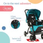 LuvLap baby stroller, Pram for baby with 5 point safety harness, Spacious Cushioned seat with Multi level seat recline,