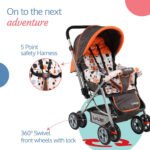 LuvLap Baby Stroller / Pram for 0 to 3 Years, New Born / Toddler / Kid, 5 Point Safety Harness, Adjustable backrest,