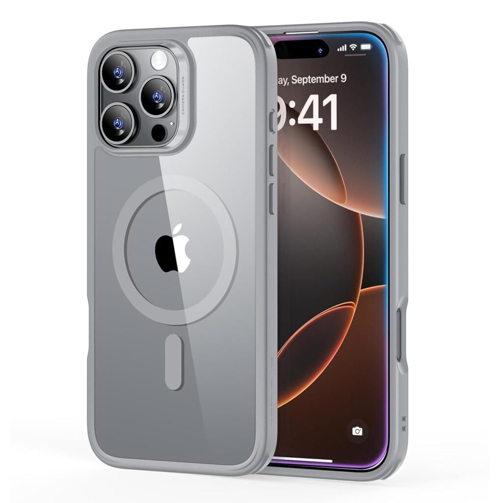 iPhone 16 Pro Case, Compatible with MagSafe, Shockproof Military-Grade Protection | Classic Hybrid Case (HaloLock), Clear (Grey)