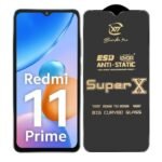 Super X Tempered Glass Screen Protector for Redmi 11 Prime 4G (Black)- (Pack of 2)