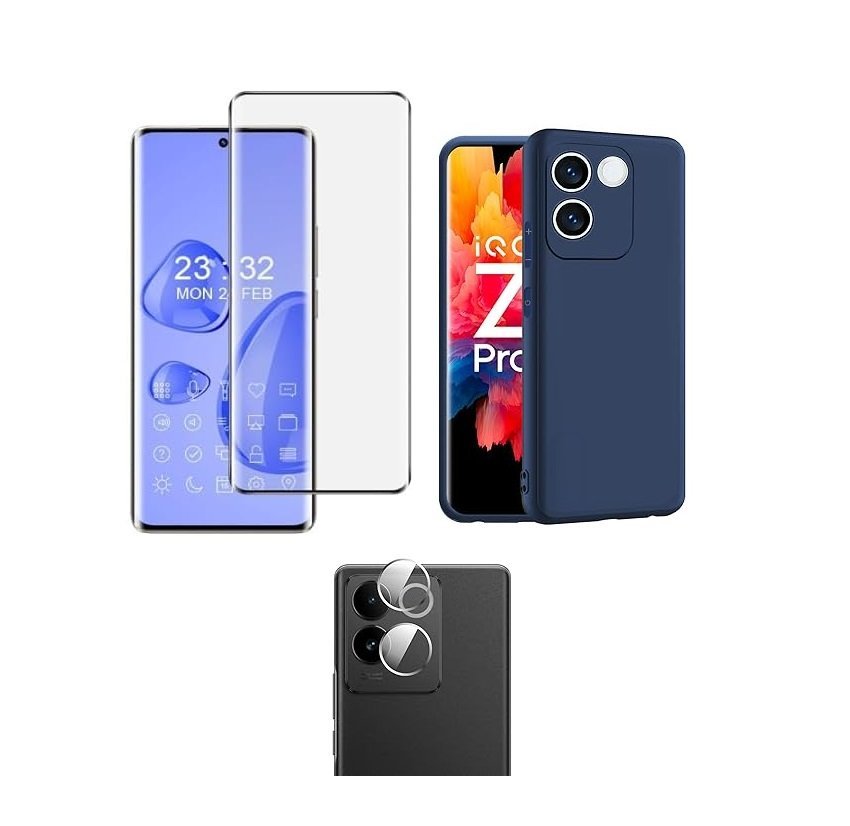 3 in 1 Combo Pack for iQOO Z7 Pro (5G) / Vivo T2 Pro (5G) – Silicone Blue (Back Cover + Camera Lens Protector + Tempered Glass) 3 in 1 Combo Pack for iQOO Z7 Pro (5G) / Vivo T2 Pro (5G) – Silicone Blue (Back Cover + Camera Lens Protector + Tempered Glass)