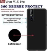 Vivo V15 Pro Back Cover | Camera Bump Protection & Ultra Slim | Matte Soft Silicon Shock Proof Rubberised Back Case Cover (Black)