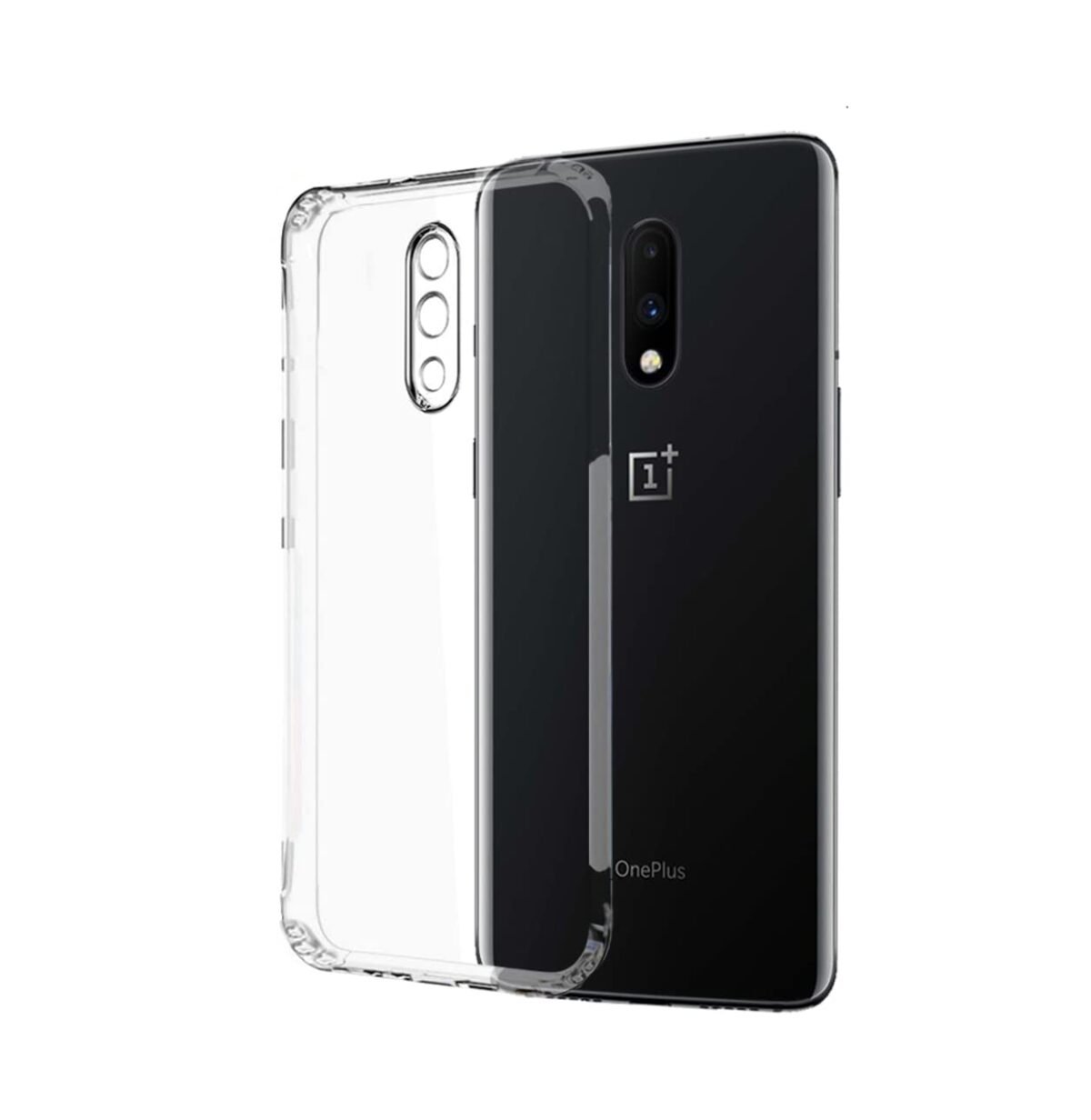 Silicone, Thermoplastic Polyurethane Anti Dust Plug Mobile Cover (Soft & Flexible Back case) for OnePlus 7, Clear