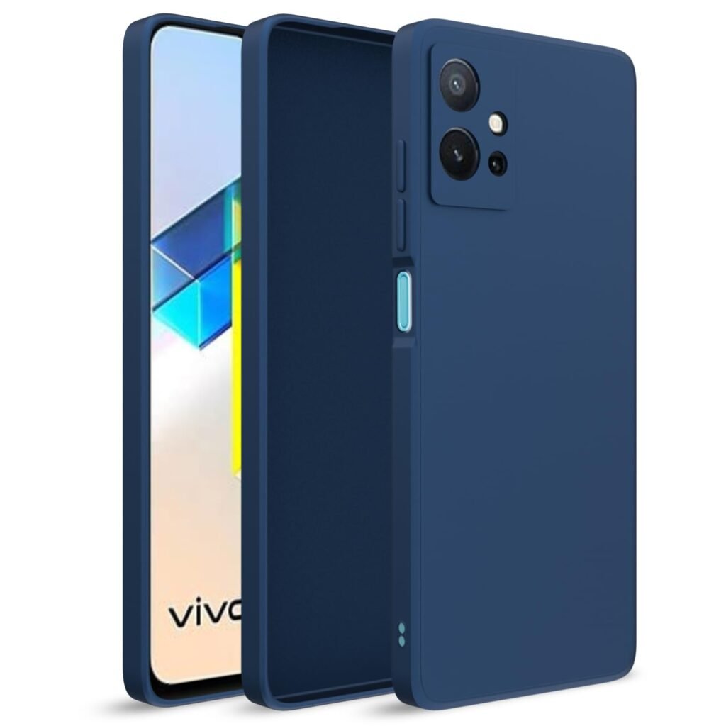 Vivo T1 5G / Vivo Y75 5G / iQOO Z6 5G Back Cover Soft Matte Liquid Silicone TPU | Camera Protection | Shockproof Slim Back Case (Blue)