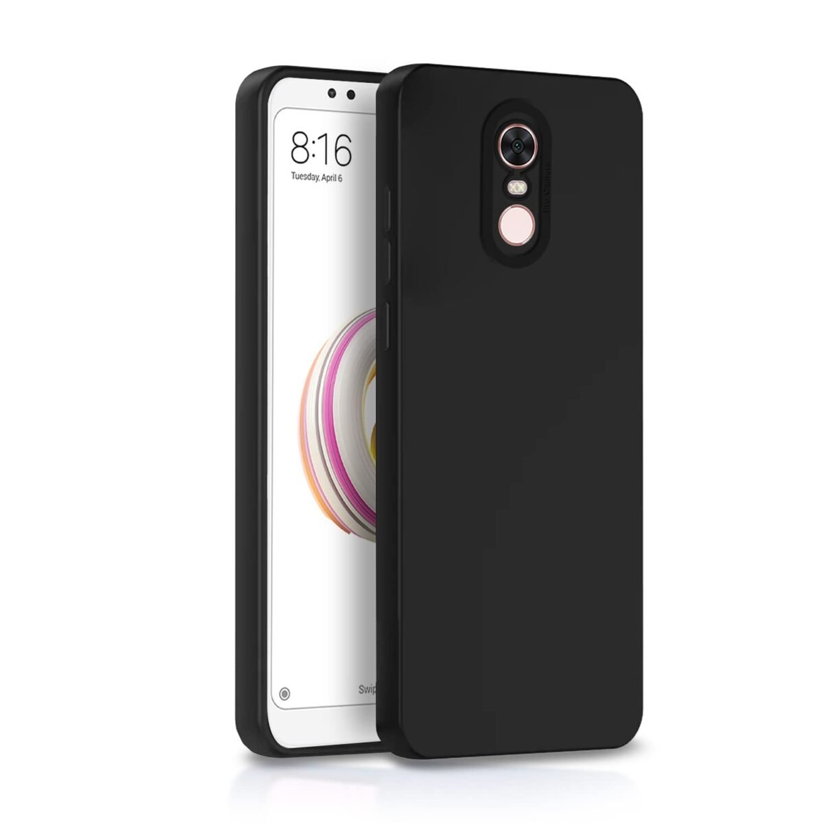 Mi Redmi Note 5 Back Cover Soft Matte Liquid Silicone TPU | Camera Protection | Shockproof Slim Back Case for Mi Redmi Note 5 (Black)