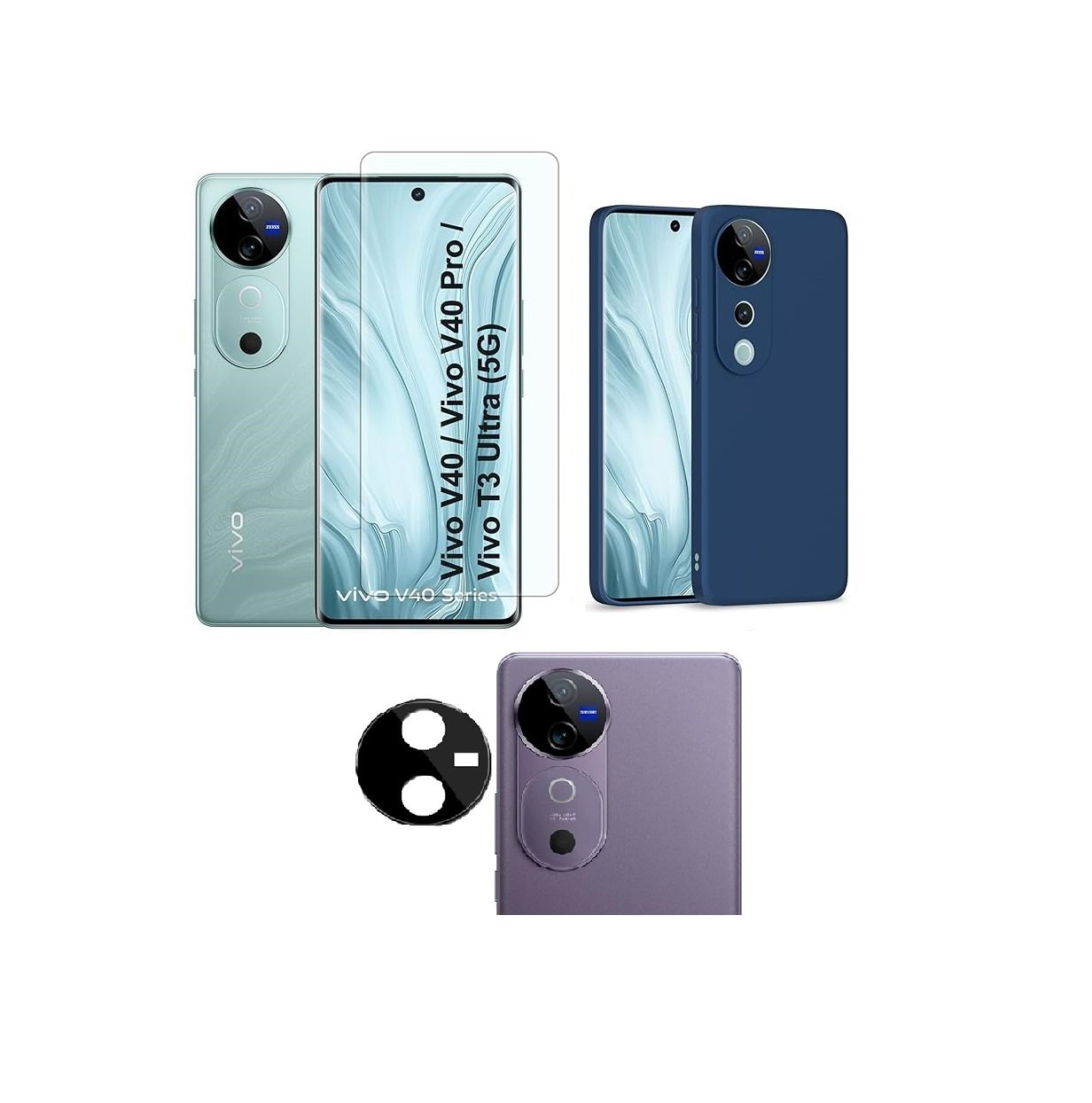 3-in-1 Combo Back Case for Vivo V40 / V40 Pro 5G / T3 Ultra 5G (Blue) with Velvet Lining + HD Tempered Glass & Camera Lens Protector 3-in-1 Combo Back Case for Vivo V40 / V40 Pro 5G / T3 Ultra 5G (Blue) with Velvet Lining + HD Tempered Glass & Camera Lens Protector