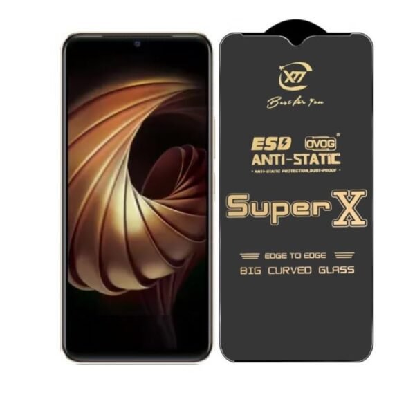 Premium Edge to Edge Super X Tempered Glass Screen Protector for Vivo Y58 5G (Black) Pack of 2