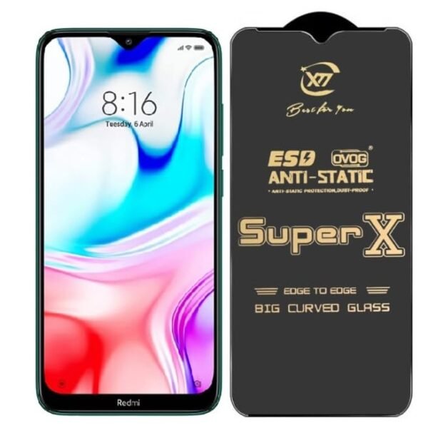 Premium Edge to Edge Super X Tempered Glass Screen Protector for Redmi 8 - Pack of 2 (Black)