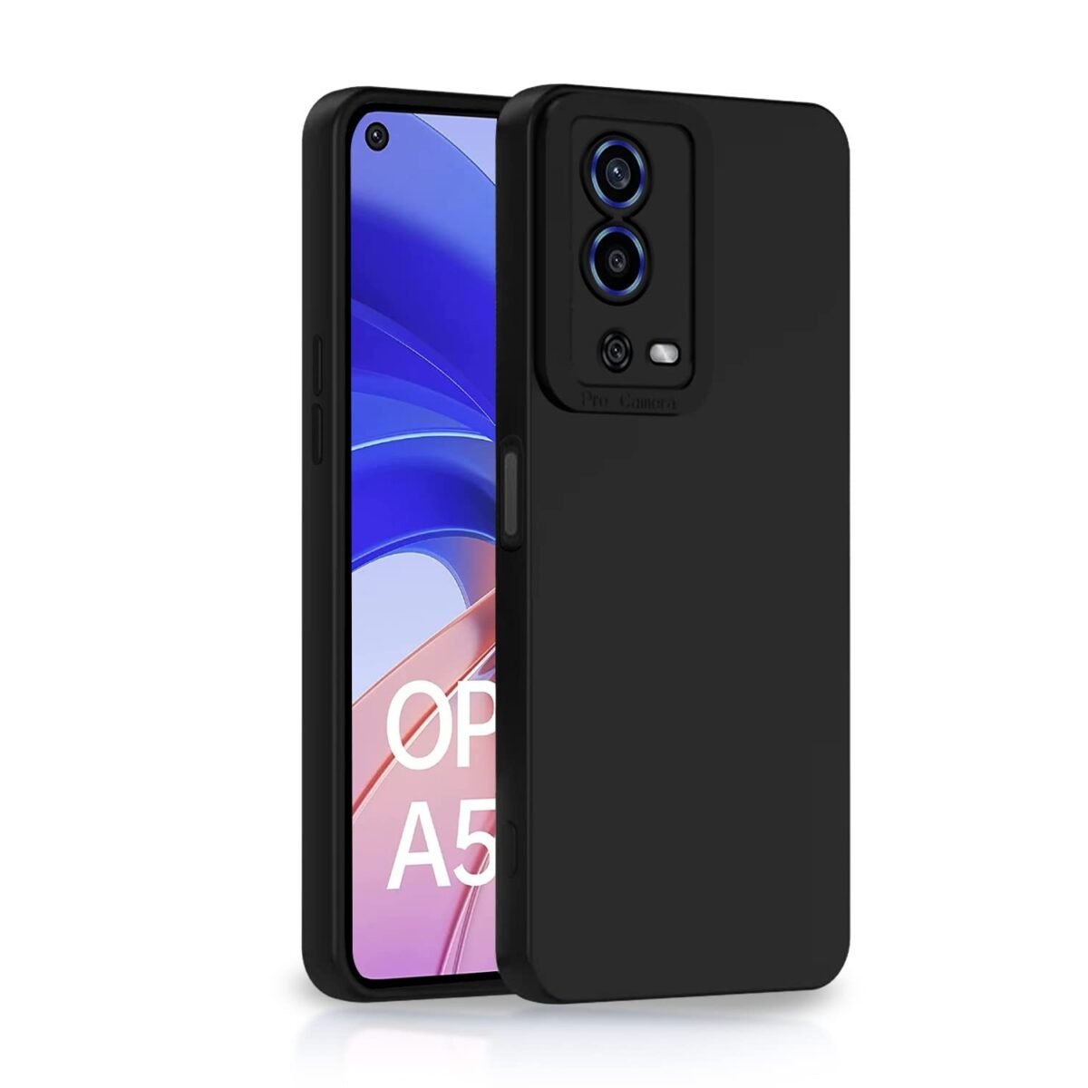 Oppo A55 4G Back Cover Soft Matte Liquid Silicone TPU | Camera Protection | Shockproof Slim Back Case for Oppo A55 4G (Black)