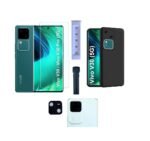 3 in 1 Combo Pack for Vivo V30 5G – Silicone Black Cover (Back Cover + Camera Lens Protector + Tempered Glass)