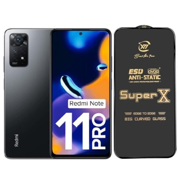 Premium Edge to Edge Super X Tempered Glass Screen Protector for Redmi Note 11 Pro - (Black)