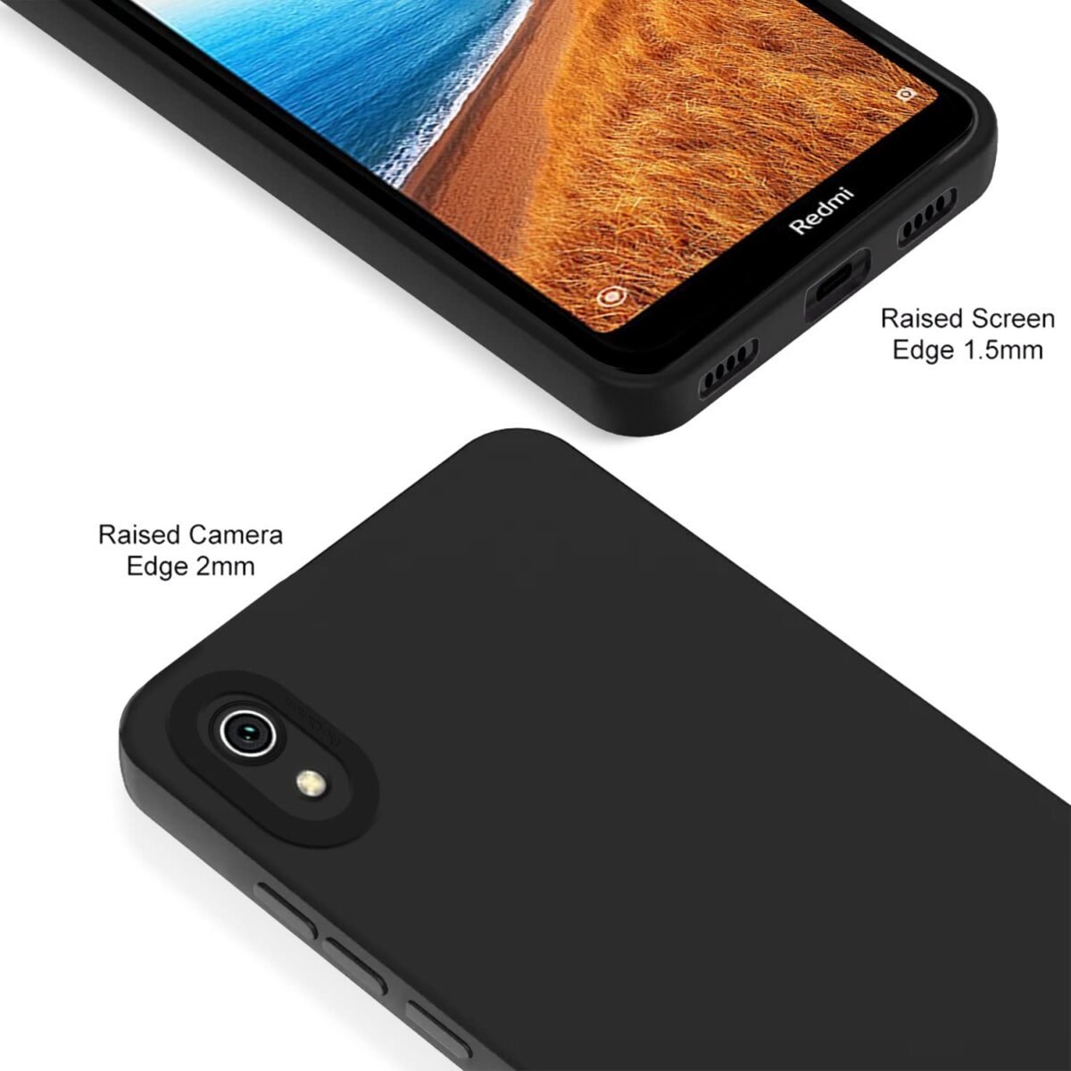Mi Redmi 7A Back Cover Soft Matte Liquid Silicone TPU | Camera Protection | Shockproof Slim Back Case for Mi Redmi 7A (Black)