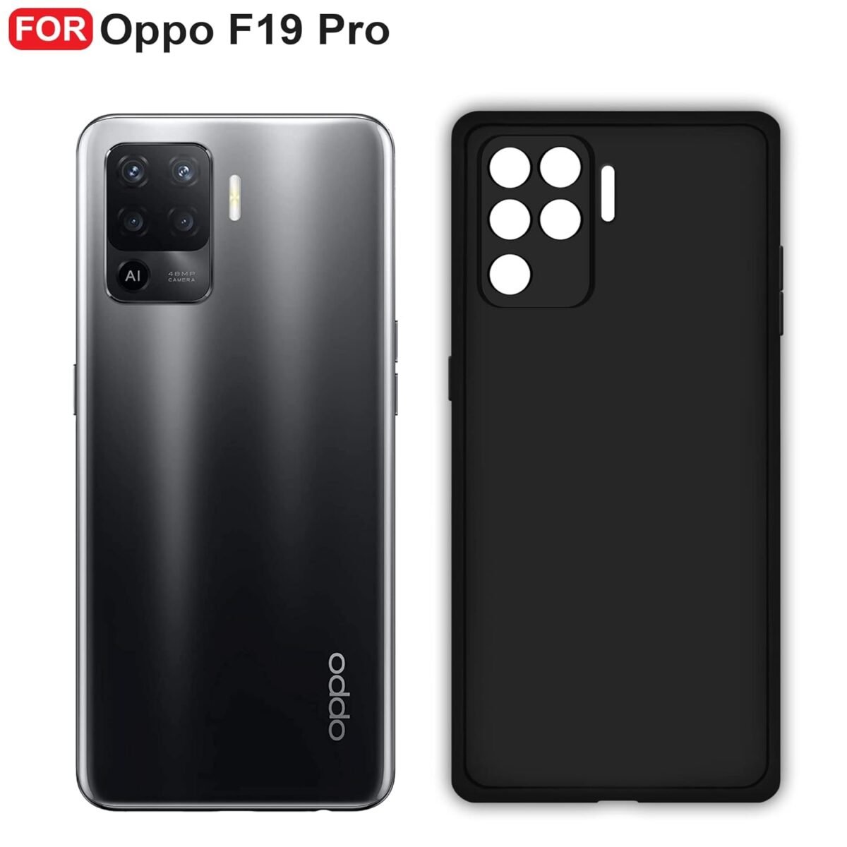 Oppo F19 Pro Back Cover | Camera Bump Protection & Ultra Slim | Matte Soft Silicon Shock Proof Rubberised Back Case Cover (Black)