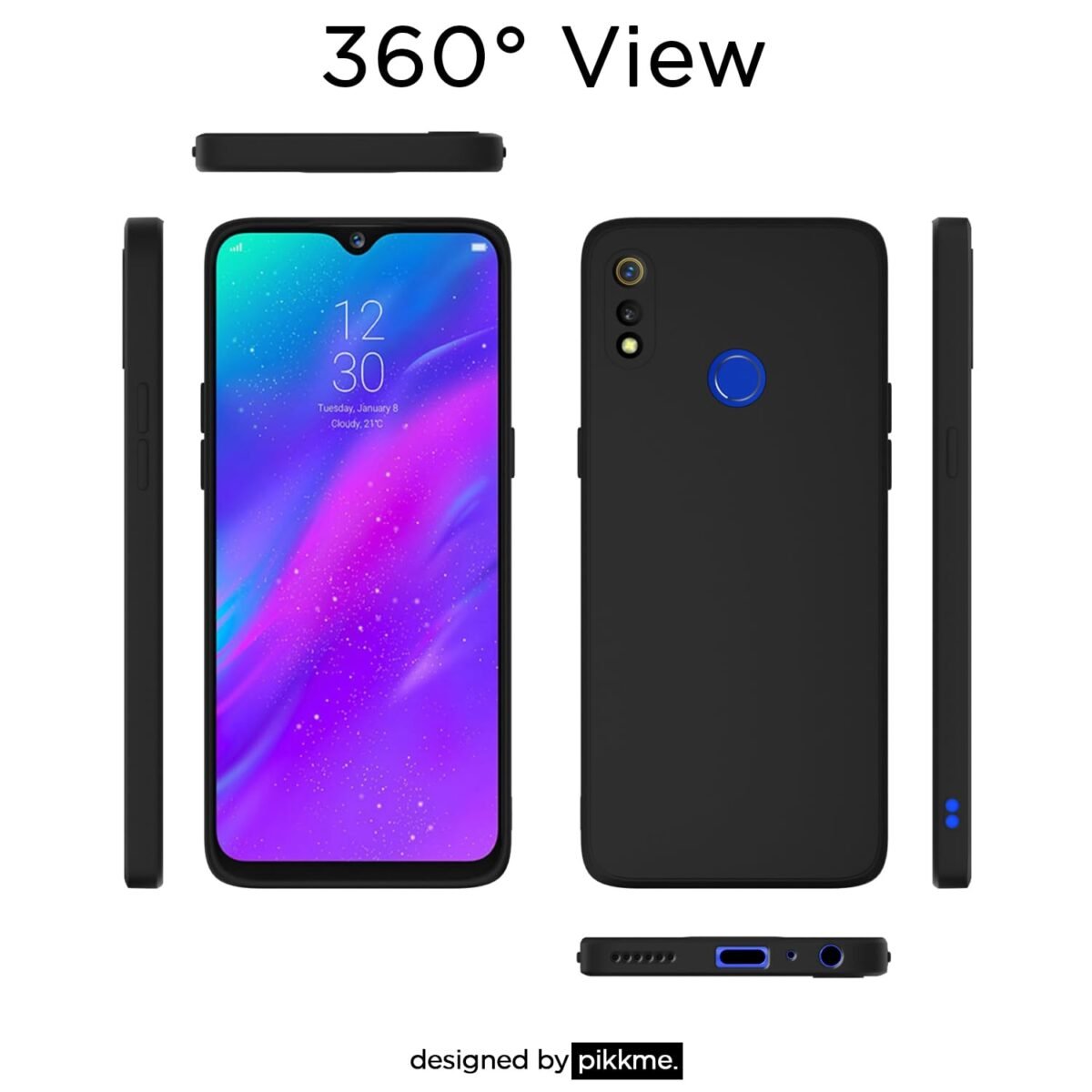 Realme 3 Back Cover Soft Matte Liquid Silicone TPU | Camera Protection | Shockproof Slim Back Case for Realme 3 (Black)