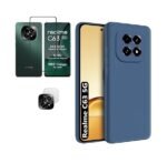 3 in 1 Combo Pack for Realme C63 5G – Silicone Blue (Back Cover + Camera Lens Protector + Tempered Glass)