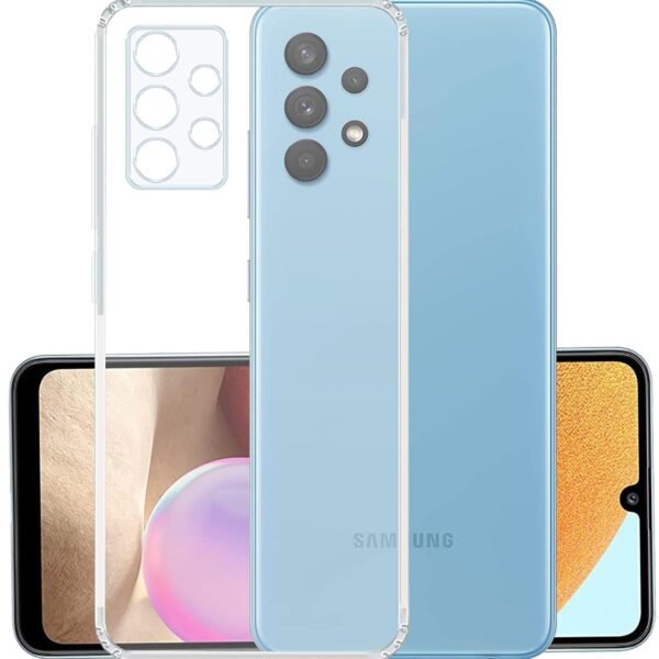 Silicone Transparent Back Cover for Samsung A72 - Camera Protection with Anti Dust Plug