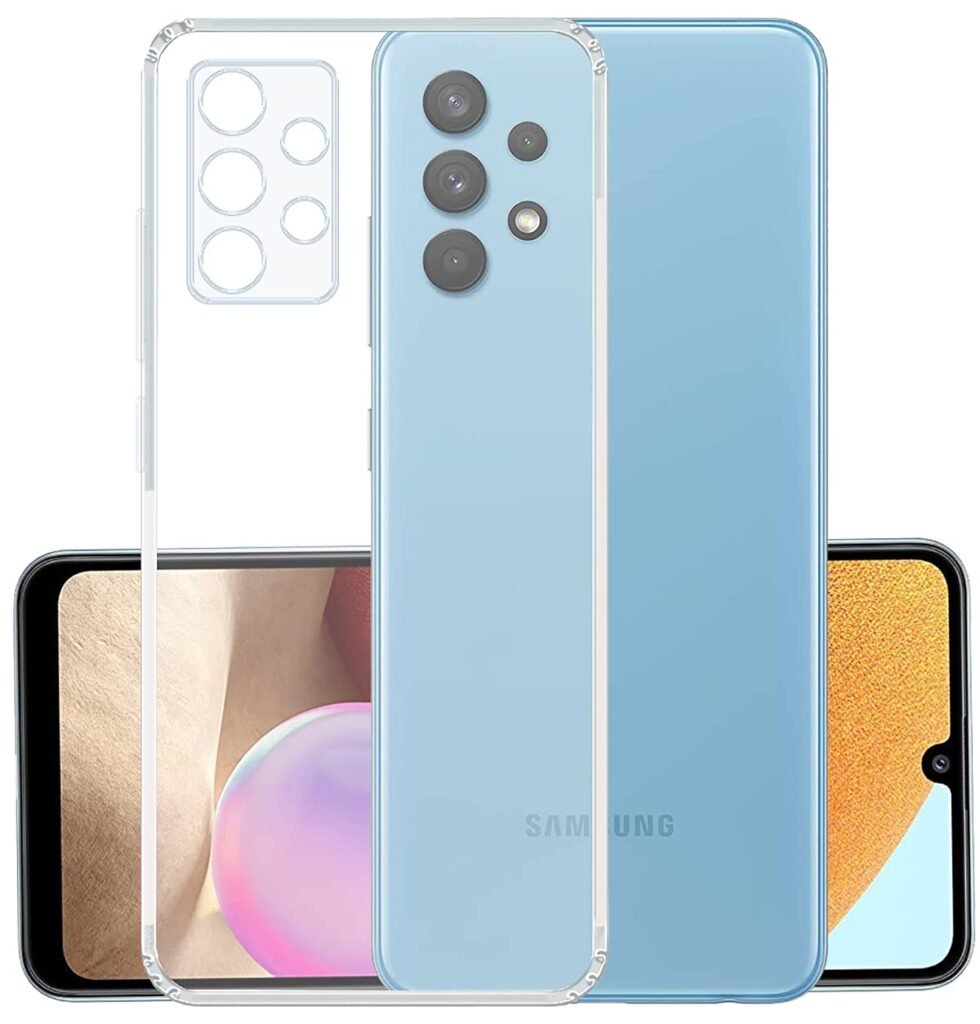 Silicone Transparent Back Cover for Samsung A72 - Camera Protection with Anti Dust Plug