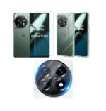 Combo pack for OnePlus 11 5G back case cover |-Transparent case cover Camera Lens Protector & Tempered Screen Glass.