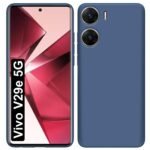 Back Cover for Vivo V29e 5G| Camera Bump Protection | Matte Soft Silicon Flexible | Shock Proof Rubberised Back Case Cover for Vivo V29e 5G (Blue)