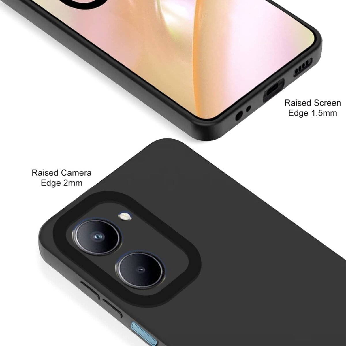 Realme C33 Back Cover Soft Matte Liquid Silicone TPU | Camera Protection | Shockproof Slim Back Case for Realme C33 (Black)
