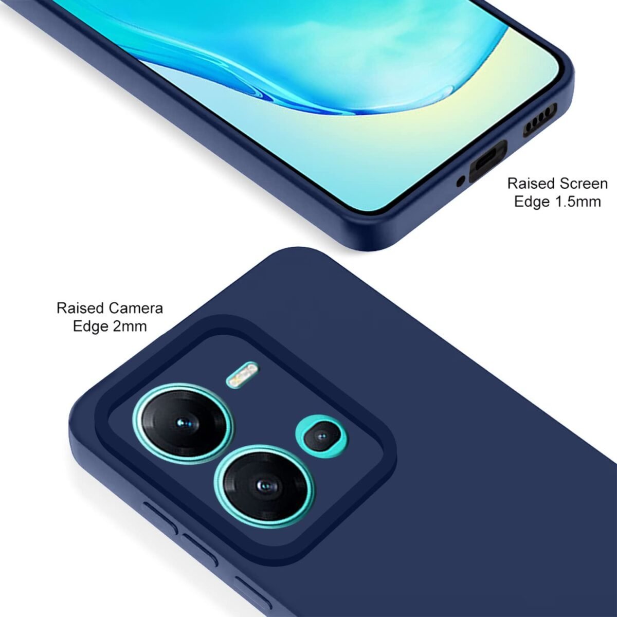 Vivo V25 5G Back Cover Soft Matte Liquid Silicone TPU | Camera Protection | Shockproof Slim Back Case for Vivo V25 5G (Black)