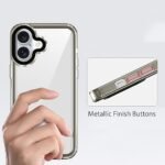 Warrior Acrylic Clear Back Cover for Apple iPhone 16 Plus | Slim Shockproof [Military Grade Protection] Hybrid Bumper Case (Grey Sides)