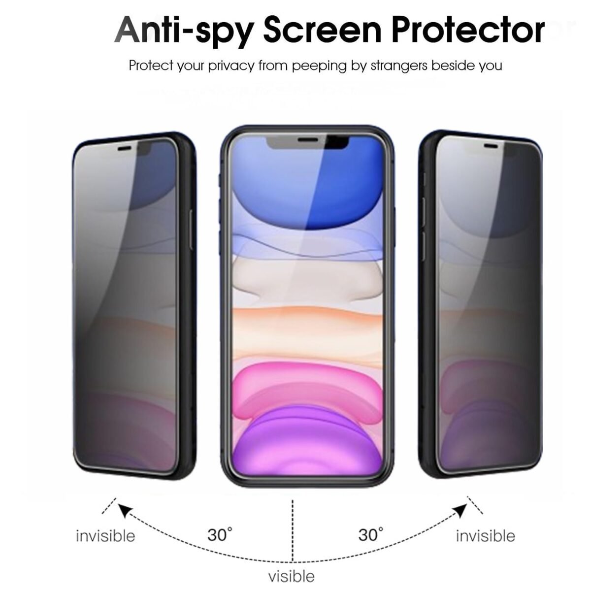 Edge To Edge Privacy Tempered Glass For Iphone XR and 11 (6.1 Inches) With Easy Self Installation Kit (PT-XR/11) - Black