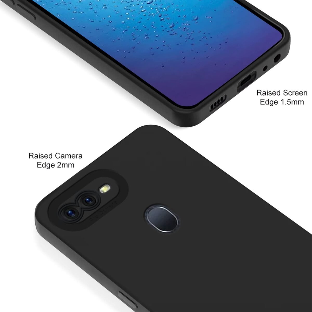 Oppo F9 Pro/Realme 2 Pro/Realme U1 Back Cover Soft Matte Liquid Silicone TPU | Camera Protection | Shockproof Slim Back Case (Black)