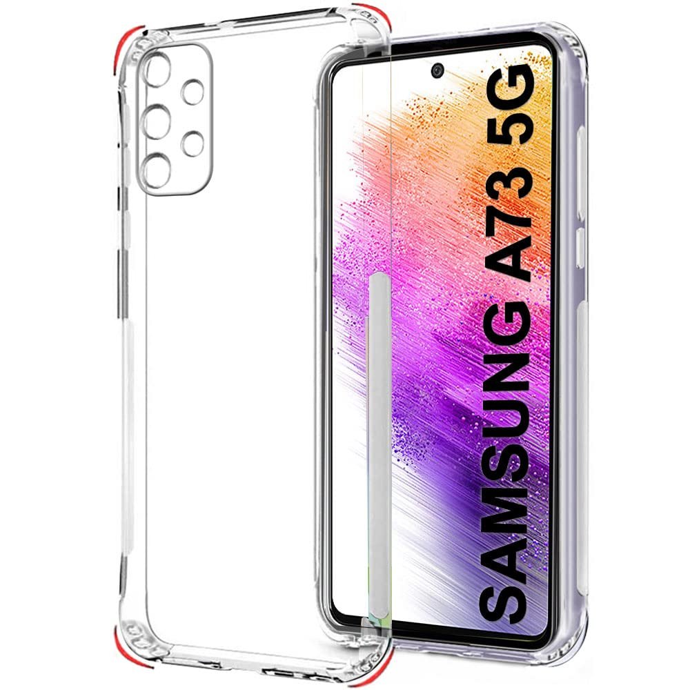 Back Cover Soft Case for Samsung Galaxy A73 5G | Best Camera Protection | Inbuilt Dust Plugs & Anti-Slip Grip | Ultra Clear Slim (Silicone | Transparent)