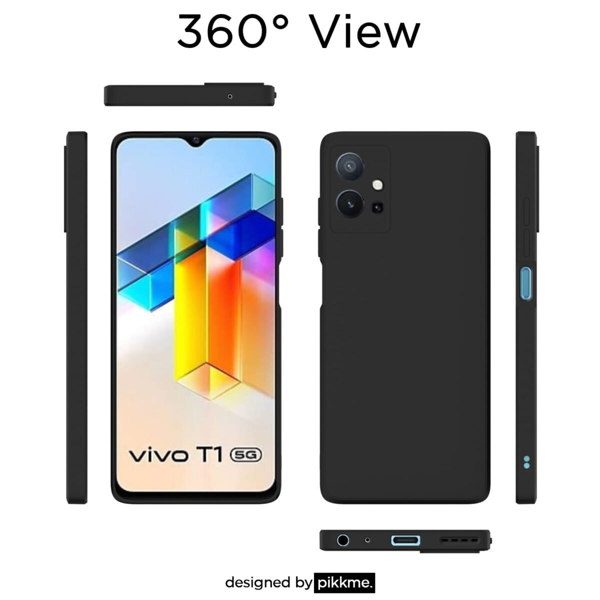 Vivo T1 5G / Vivo Y75 5G / iQOO Z6 5G Back Cover Soft Matte Liquid Silicone | Camera Protection (Silicone Black)