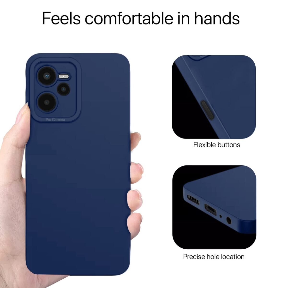 Realme C35 Back Cover Soft Matte Liquid Silicone TPU | Camera Protection | Shockproof Slim Back Case for Realme C35 (Blue)