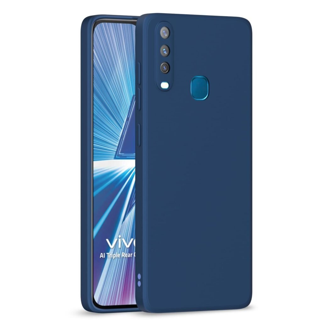 Vivo Y12 / Y15 / Y17 / U10 Back Cover Soft Matte Liquid Silicone TPU | Camera Protection | Shockproof Slim Back Case for Vivo Y12 / Y15 / Y17 / U10 (Blue)