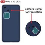 Vivo V30 (5G) Back Cover | Camera Bump Protection & Inner Velvet Fabric Lining | Ultra Slim Matte Soft Rubberised Case Cover (Blue)