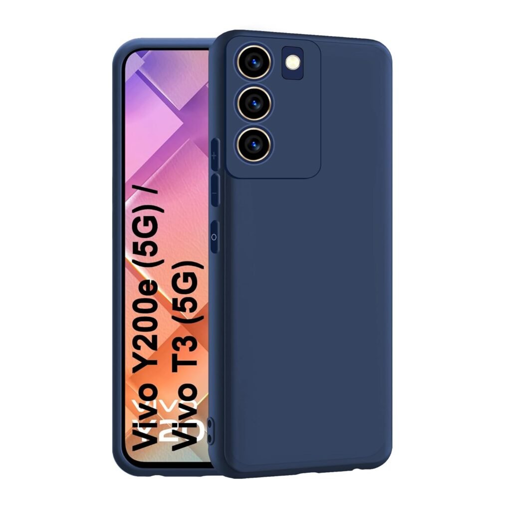 Vivo Y200e / Vivo T3 (5G) Back Cover | Camera Bump Protection & Inner Velvet Fabric Lining | Ultra Slim Matte Soft Rubberised Case Cover (Blue)