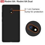 Redmi 8A / 8A Dual Back Cover | Camera Bump Protection & Ultra Slim | Matte Soft Silicon Shock Proof Rubberised Back Case Cover (Black)
