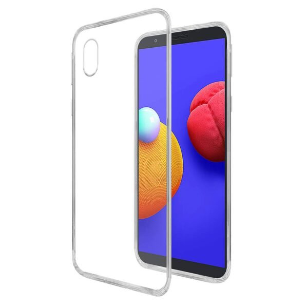 Soft & Shockproof Silicone Back Cover with inbuilt Cushioned Edges for Samsung Galaxy M01 Core (Transparent)