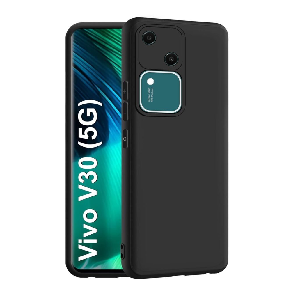 Vivo V30 (5G) Back Cover | Camera Bump Protection & Inner Velvet Fabric Lining | Ultra Slim Matte Soft Rubberised Case Cover (Black)