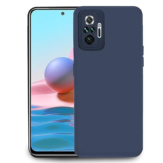 Redmi Note 10 Pro/Note 10 Pro Max Back Cover | Camera Bump Protection & Ultra Slim | Matte Soft Silicon Shock Proof Rubberised Back Case Cover (Blue)