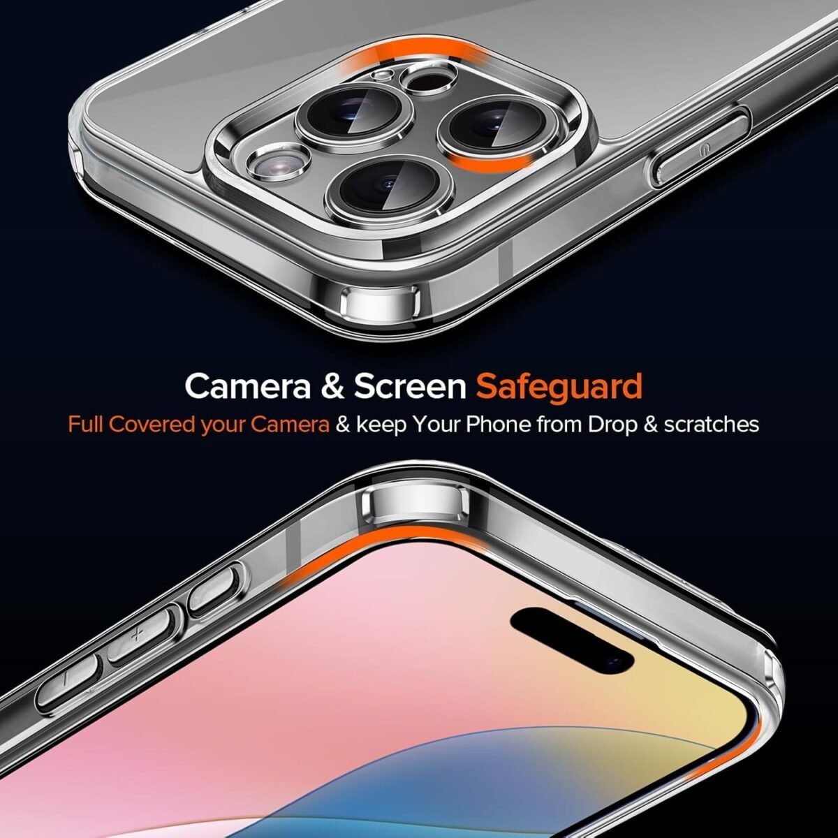 iPhone 16 Pro (2024) Premium Transparent Hybrid Soft Slim Dust Proof Back Case Cover with Camera Protection (Transparent)