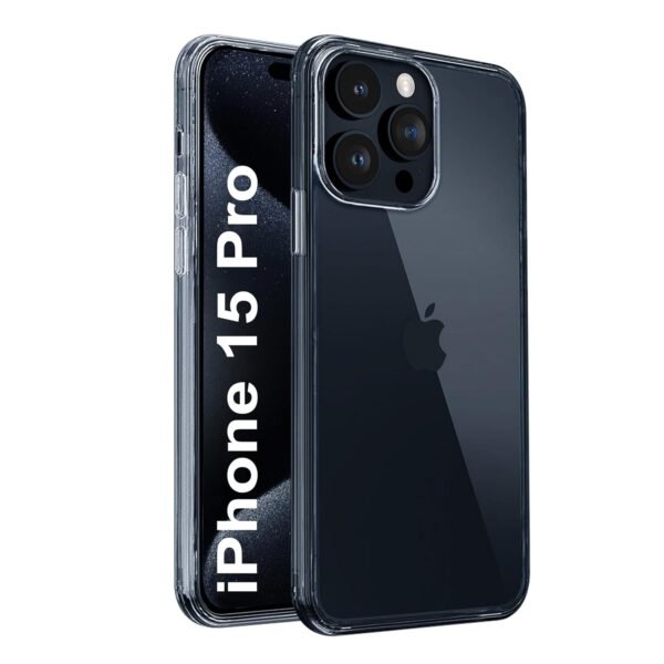 iPhone 15 Pro (6.1 Inch) Clear Case | Soft Flexible Slim-Fit | Full Body 360 Protection Shock Proof TPU Back Cover (Transparent)