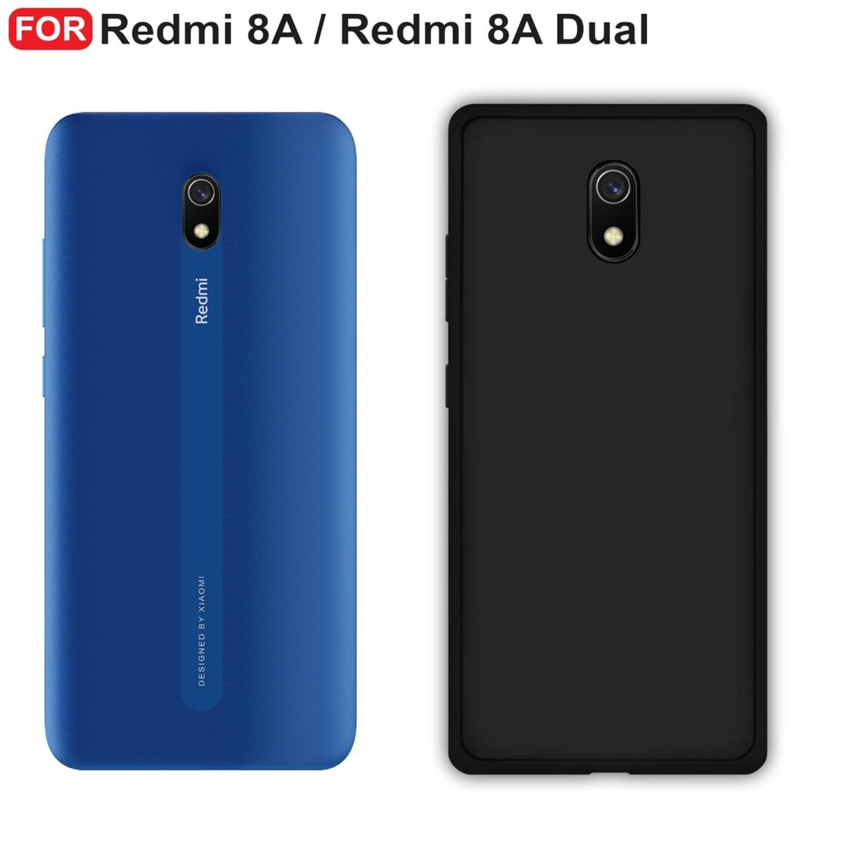 Redmi 8A / 8A Dual Back Cover | Camera Bump Protection & Ultra Slim | Matte Soft Silicon Shock Proof Rubberised Back Case Cover (Black)