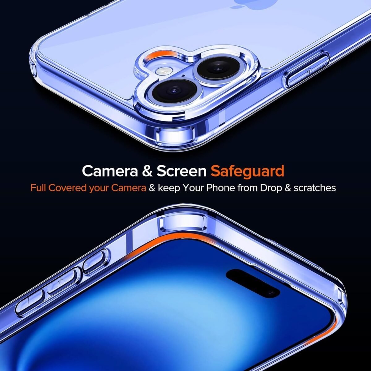 iPhone 16 Back Case Cover | Ultra Hybrid Transparent Camera and Drop Protection Back Case Cover (Transparent)