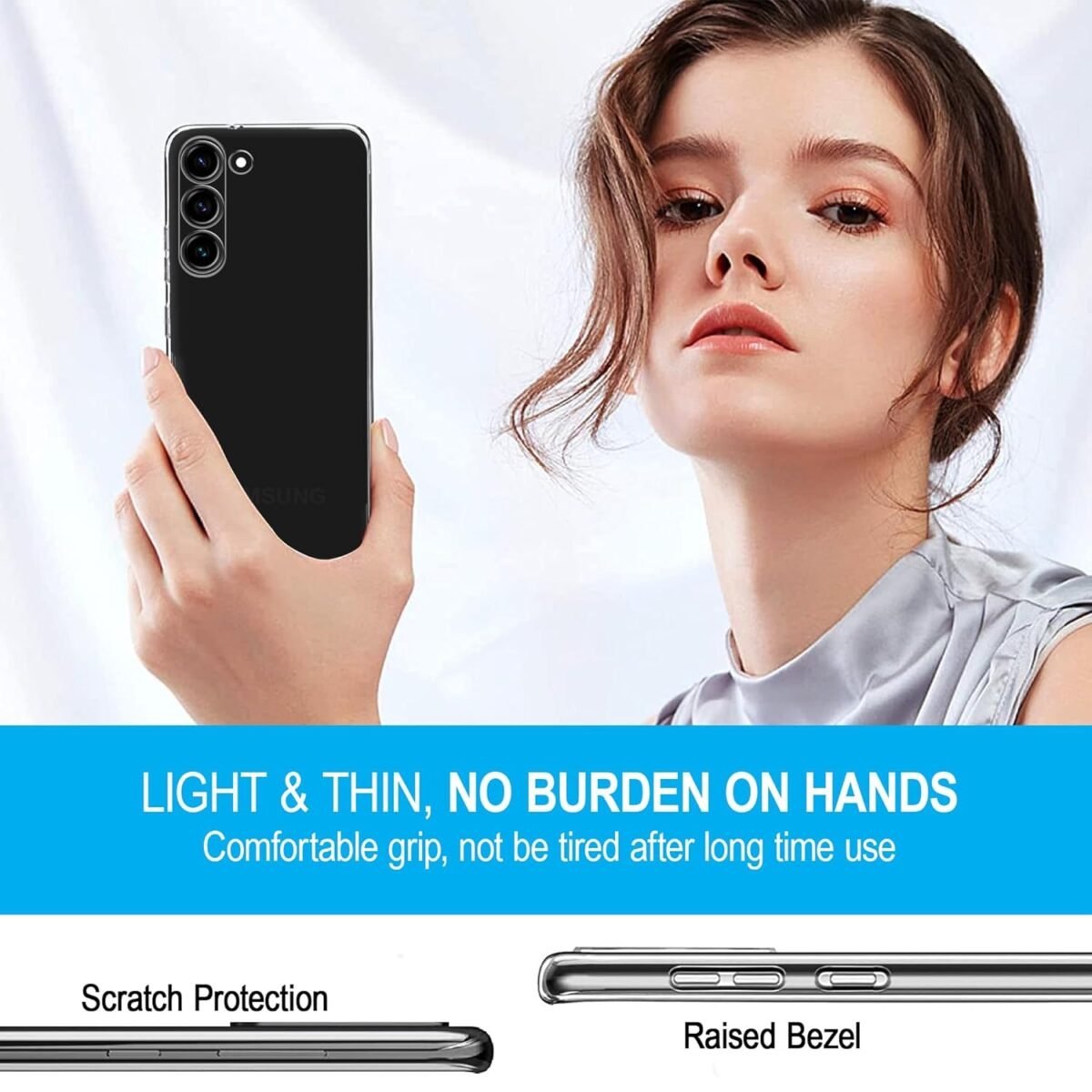 Samsung Galaxy S23 Clear Case | Soft Flexible Slim-Fit | Full Body 360 Protection Shock Proof TPU Back Cover (Transparent)