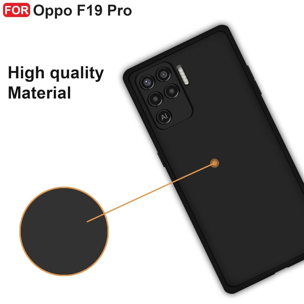 Oppo F19 Pro Back Cover | Camera Bump Protection & Ultra Slim | Matte Soft Silicon Shock Proof Rubberised Back Case Cover (Black)
