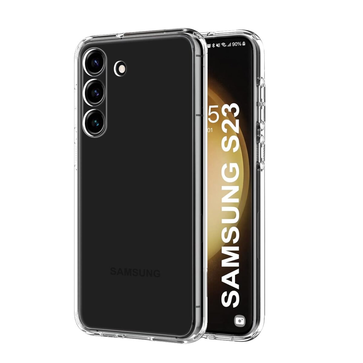 Samsung Galaxy S23 Clear Case | Soft Flexible Slim-Fit | Full Body 360 Protection Shock Proof TPU Back Cover (Transparent)