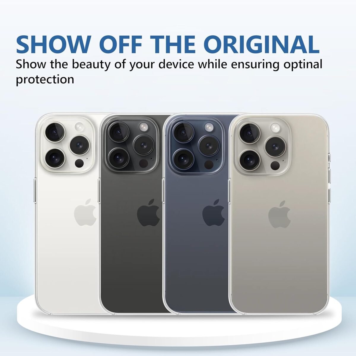iPhone 15 Pro (6.1 Inch) Clear Case | Soft Flexible Slim-Fit | Full Body 360 Protection Shock Proof TPU Back Cover (Transparent)
