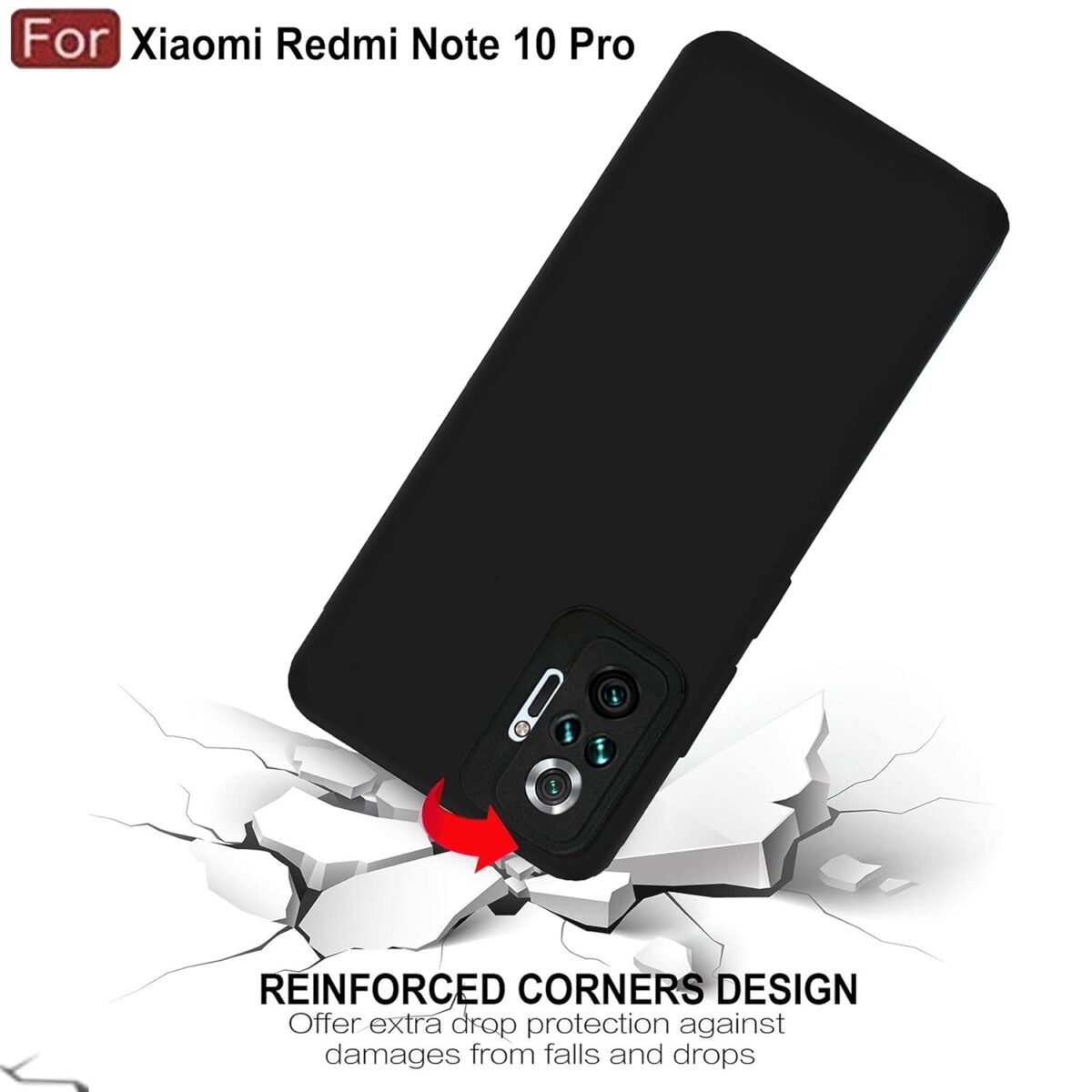 Redmi Note 10 Pro/Note 10 Pro Max Back Cover | Camera Bump Protection & Ultra Slim | Matte Soft Silicon Shock Proof Rubberised Back Case Cover (Black)