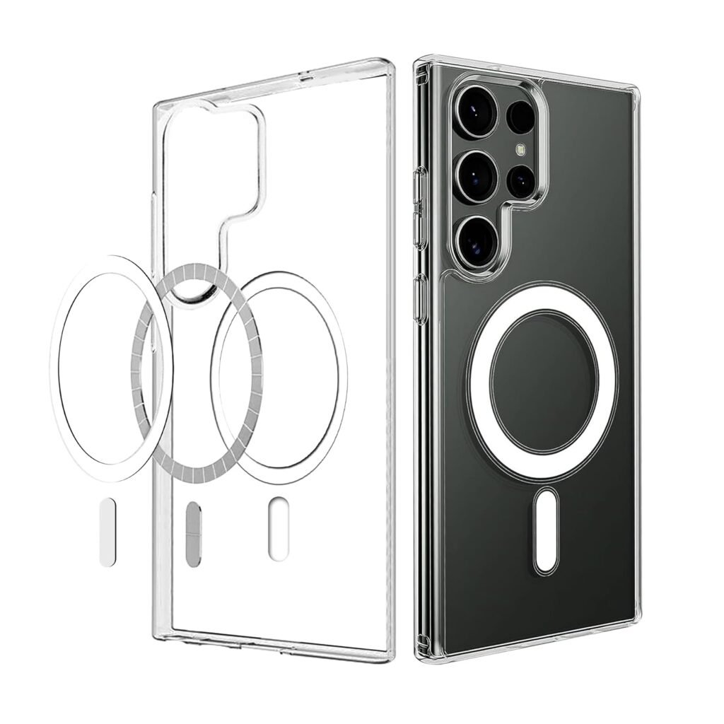 Magfit Cover for Samsung S22 Ultra (5G) | Wireless Charging | Designed with Magnetic Lock Shockproof Phone Bumper, Transparent Back Case Cover for Samsung S22 Ultra (5G) (Transparent)