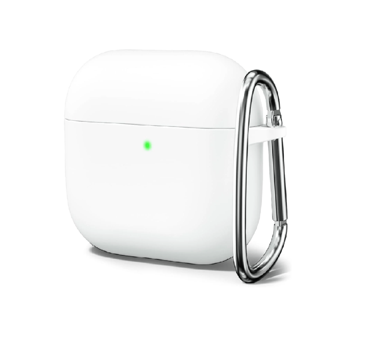 Apple AirPods 4 ​​​​​​​Case Cover with Keychain, Soft Skin Silicone Case Cover, Full Protective Case Cover (White)
